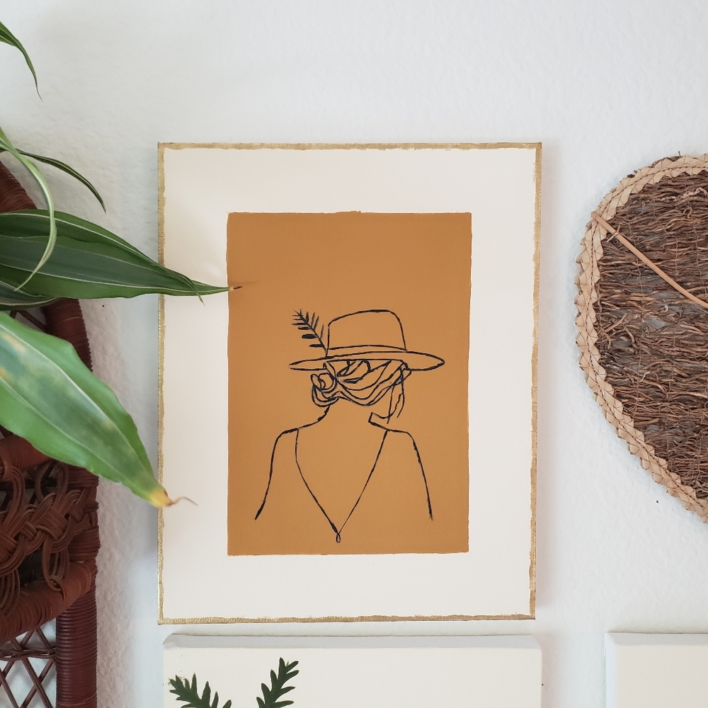Minimalist Line Art in Orange and Black